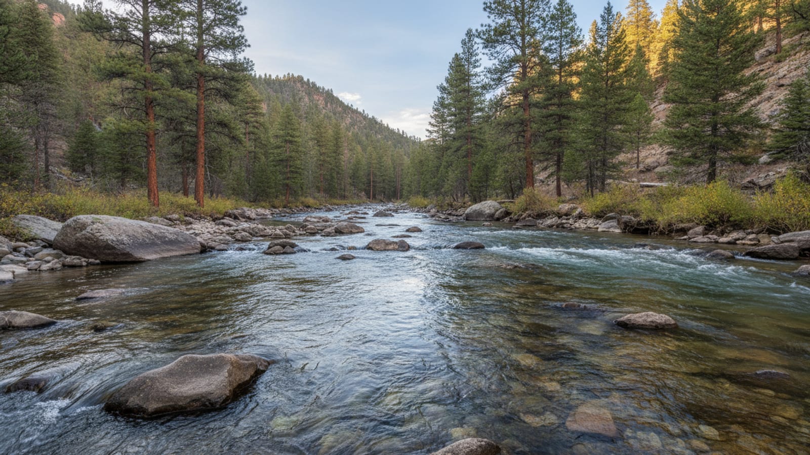 A classic South Platte canyon tailwater on a bright day
