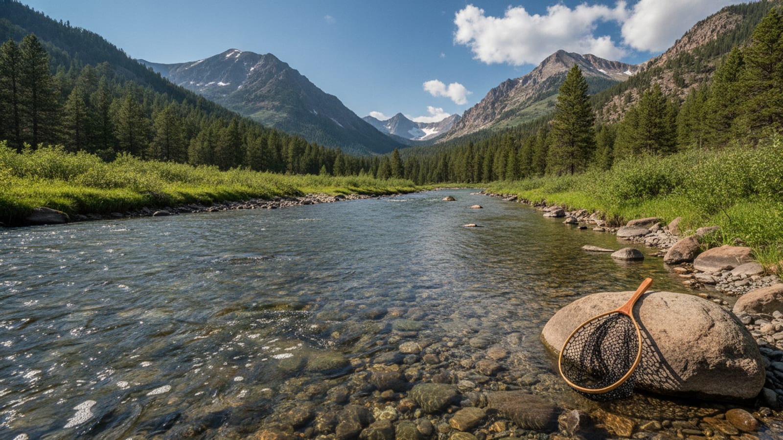 A sweeping Colorado mountain river landscape