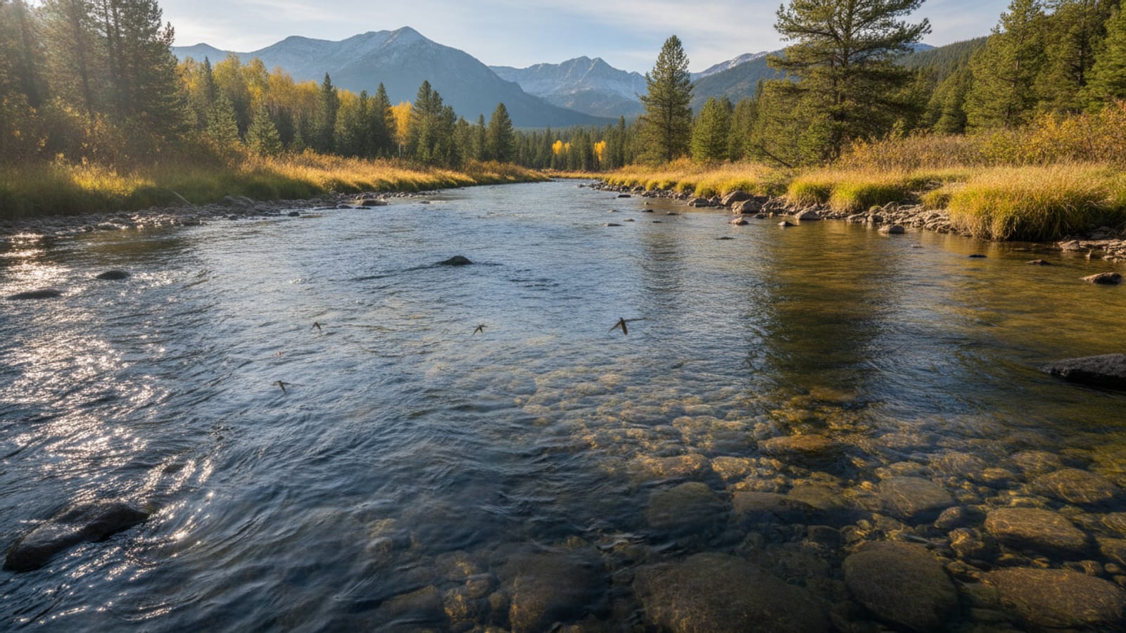 A clear South Platte tailwater run in soft morning light