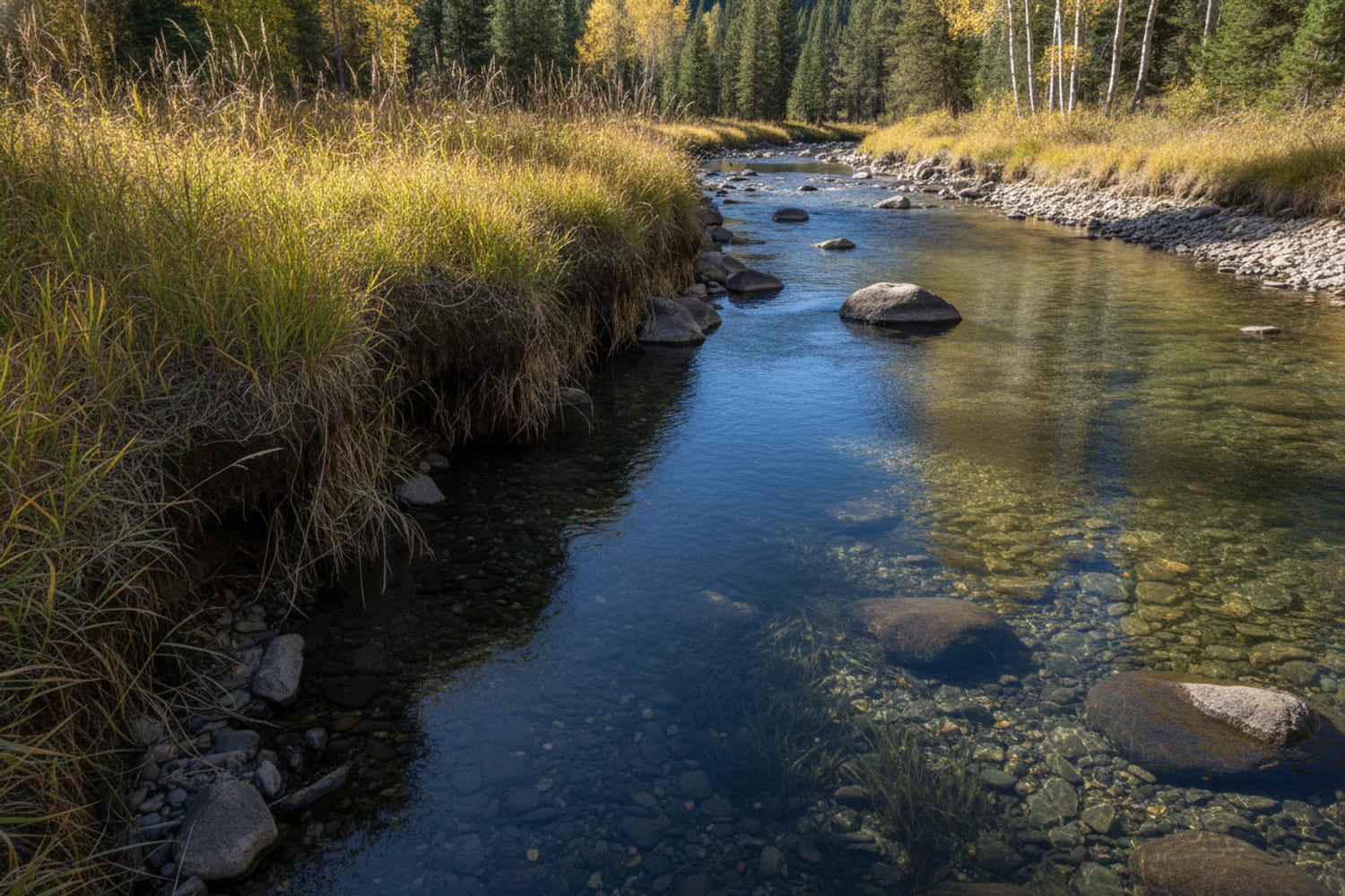 A deeper South Platte run and undercut bank — leech water