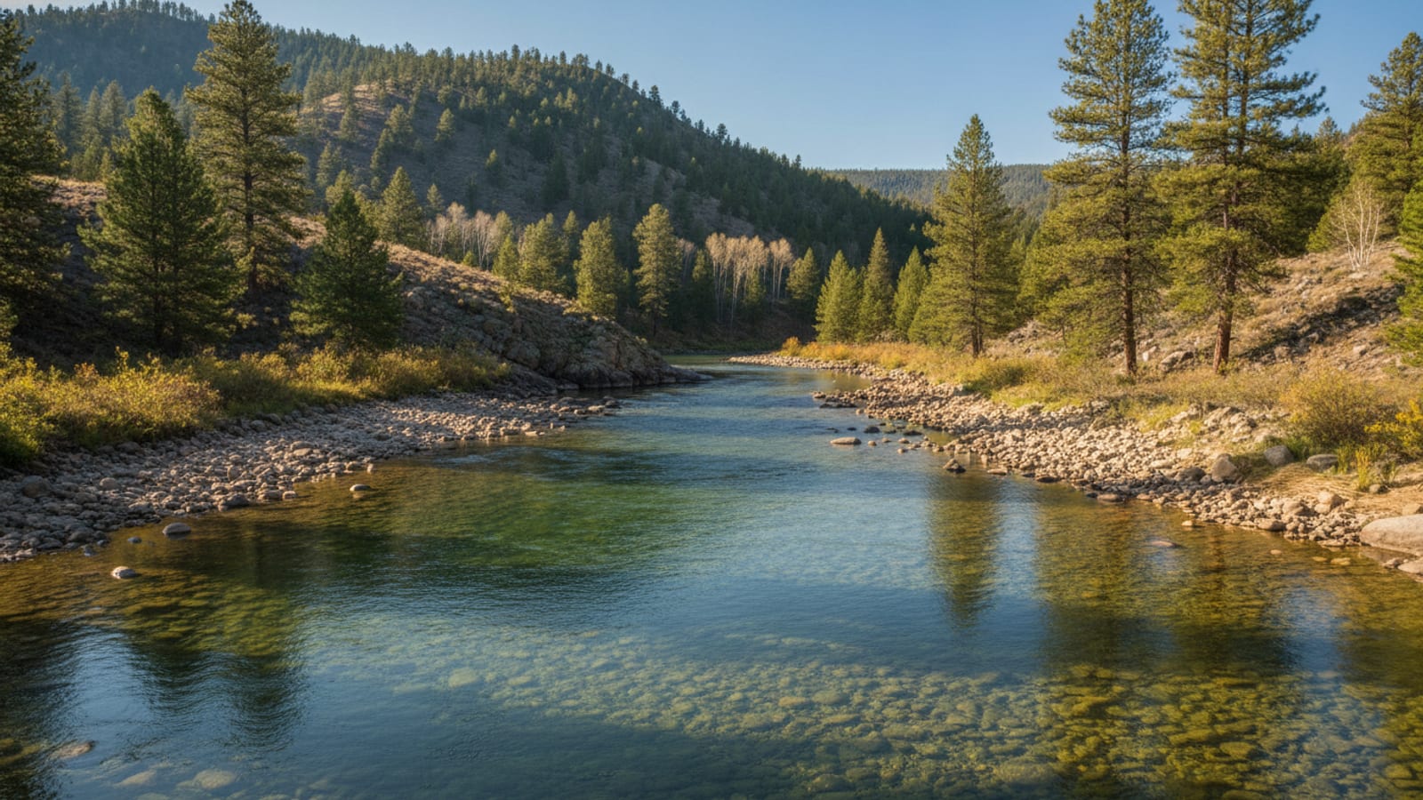 A South Platte tailwater run on a clear summer morning