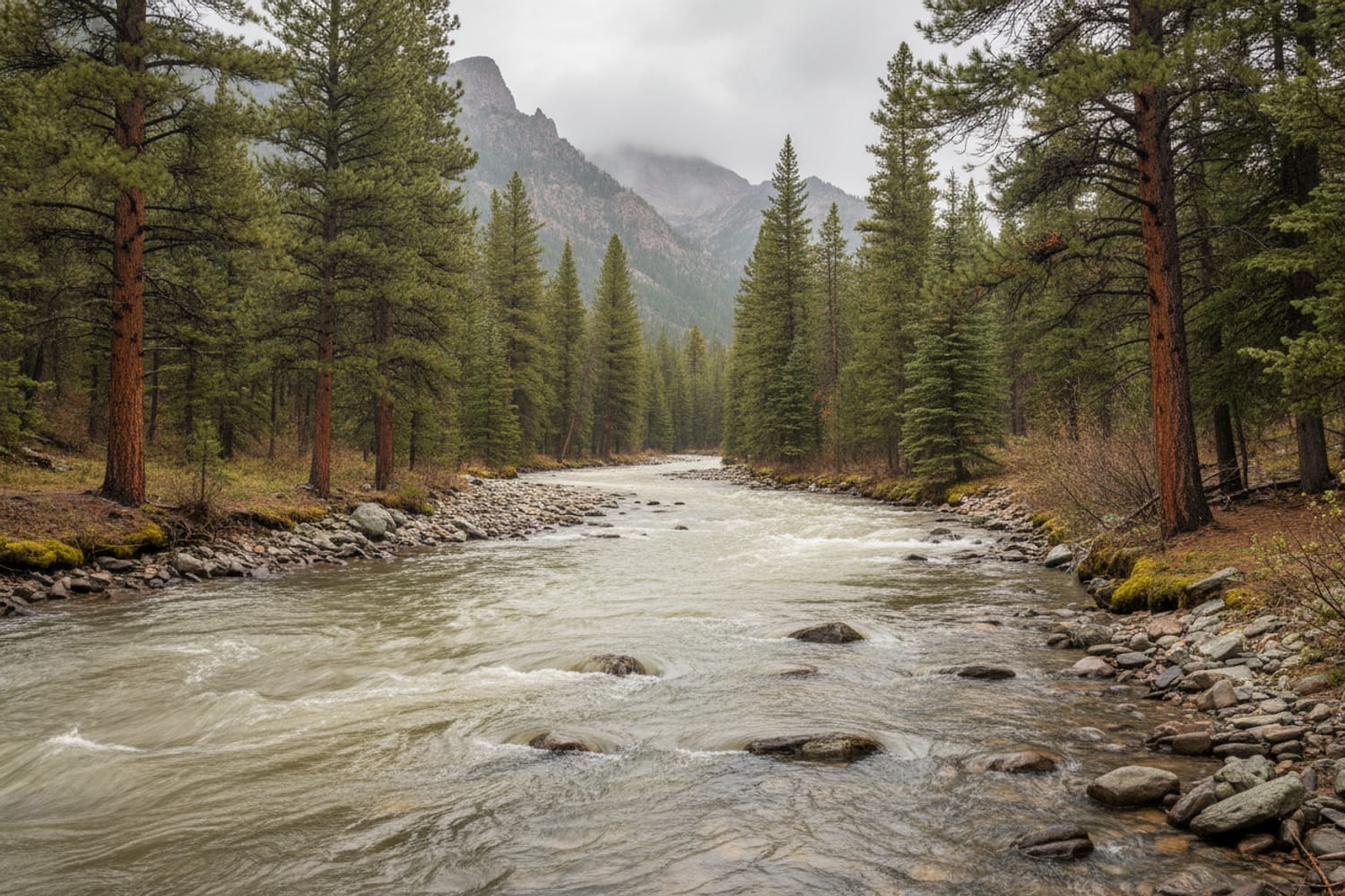 An off-color South Platte run after rain — Walt's Worm water